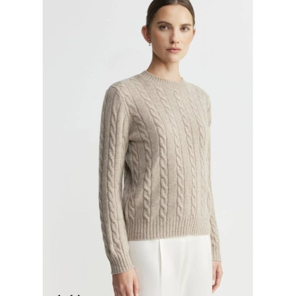 James Perse 100% Cashmere Cable Knit Sweater Women’s Size 3 Gray Luxury Pullover
